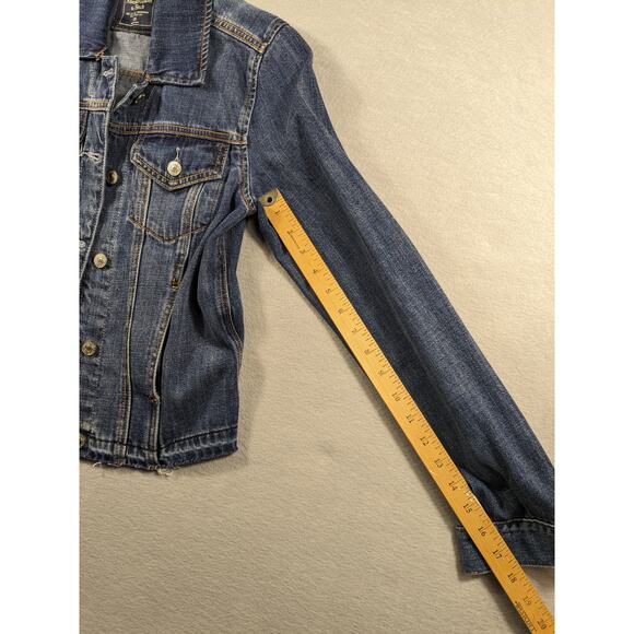 Abercrombie Jean Jacket Womans X-Small Blue Button Closure Distressed EUC - Picture 4 of 12